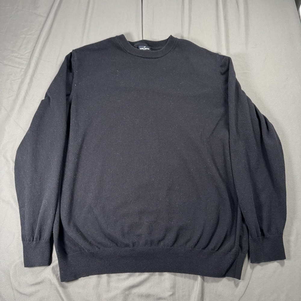 Daniel Hechter Paris Sweater Mens 2XL Black Cashmere Pullover Long Sleeve